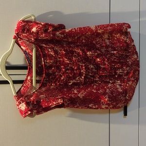 Red & White Sleeveless Blouse